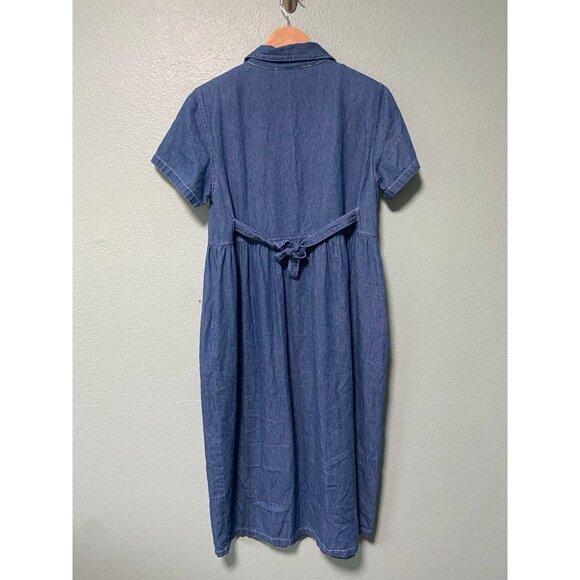 Vintage Stonybrook Women's Blue Denim Floral Button Dress with Tie Size‎ Small - Picture 2 of 10